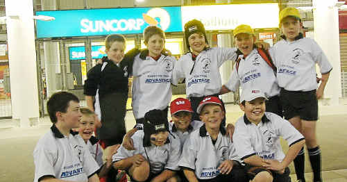 Warwick Water Rats under-10s were ready for action at Suncorp Stadium with their own troop of supporters. Warwick Water Rats under-10s were ready for action at Suncorp Stadium with their own troop of supporters.